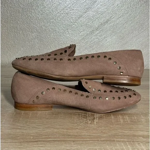 Bleecker & Bond Arianna Women 7.5M Beige Suede Studded Flats Loafers Shoes - Picture 5 of 11